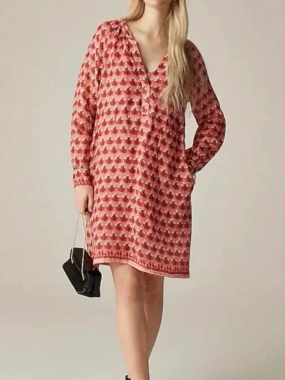 NEW J Crew Cabana mini dress in block-print ramie Size M